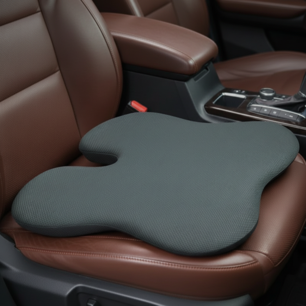 ELIVA CARE Car Seat Cushion | Orthopedic Memory Foam Coccyx Cushion for Driving & Tailbone Pain Relief