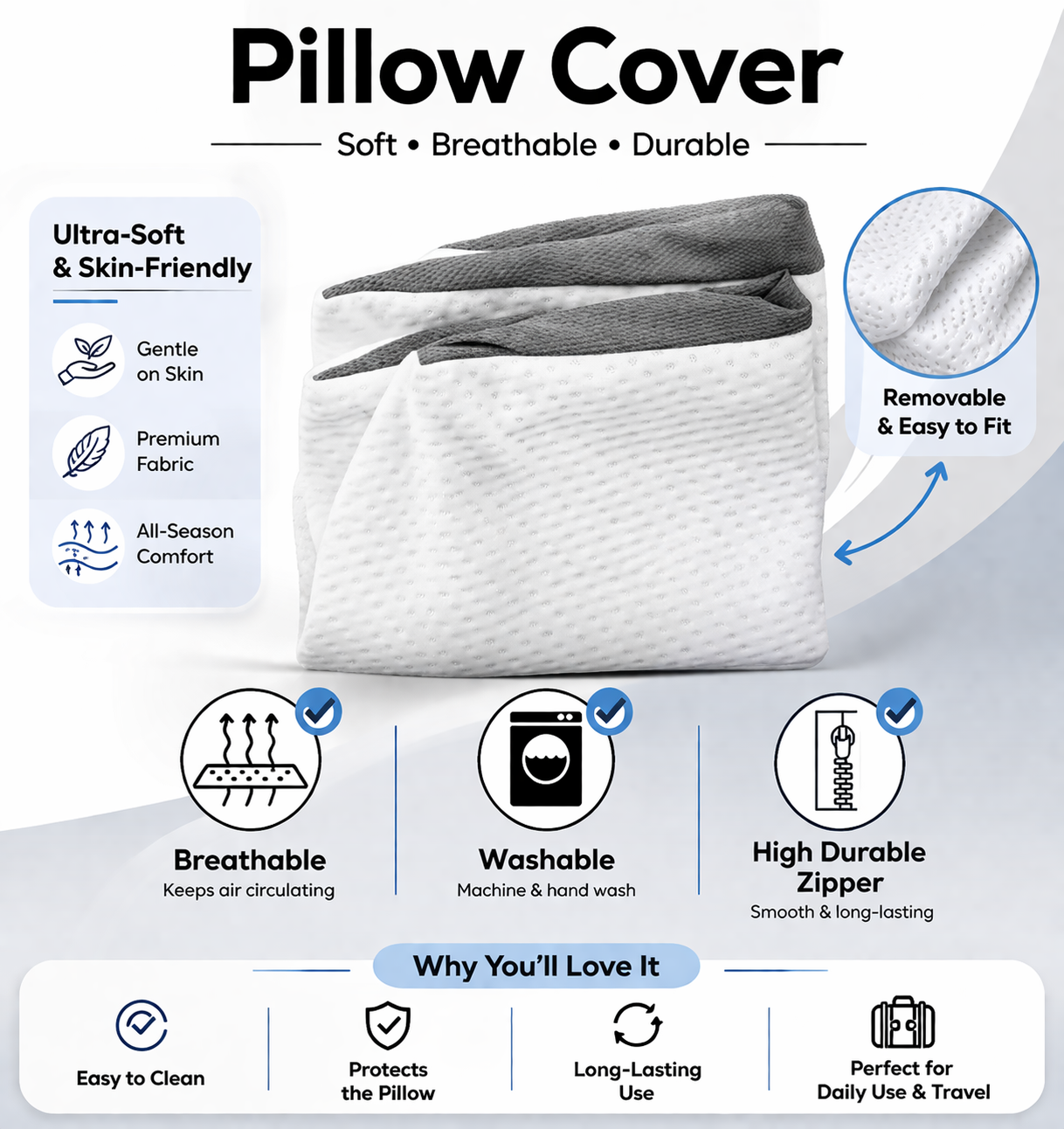 Wedge Pillow for Better Sleep & Acid Reflux Relief